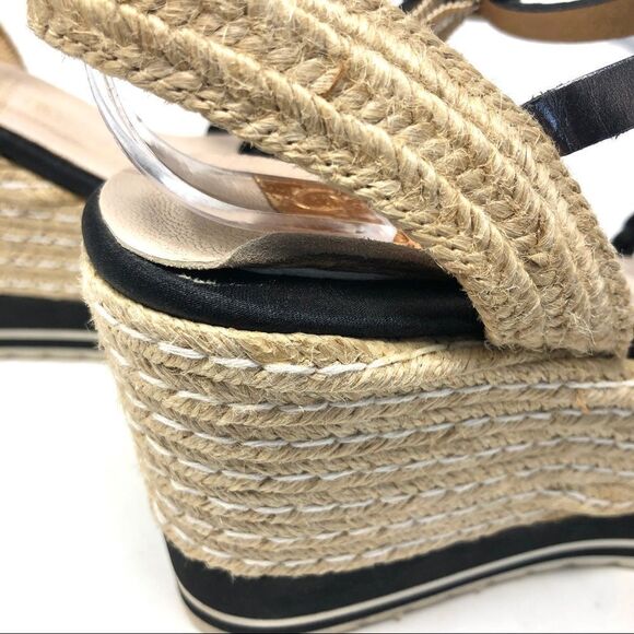 Kanna Black Braided Espadrille Platform Sandals Size 39 - Picture 9 of 9